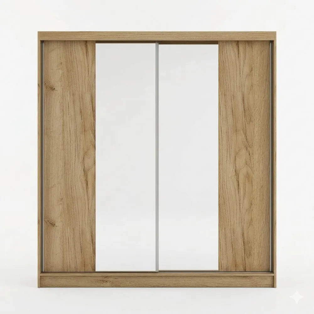 Moderner Schwebetürenschrank mit zwei Türen, Artisan Holzoptik, 120 x 216 x 61 cm