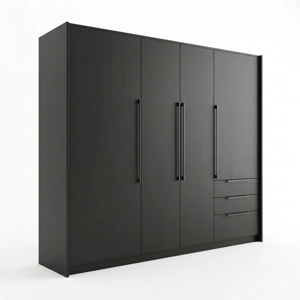 Großer Kleiderschrank mit Drehtüren, Kleiderstange und Einlegeböden