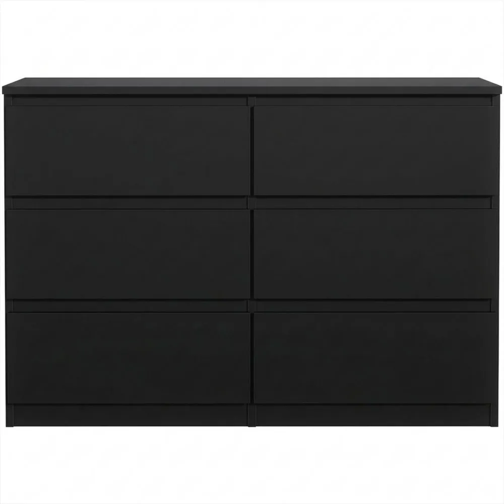Moderne Kommode mit 6 Schubladen, Schwarz, 100 cm