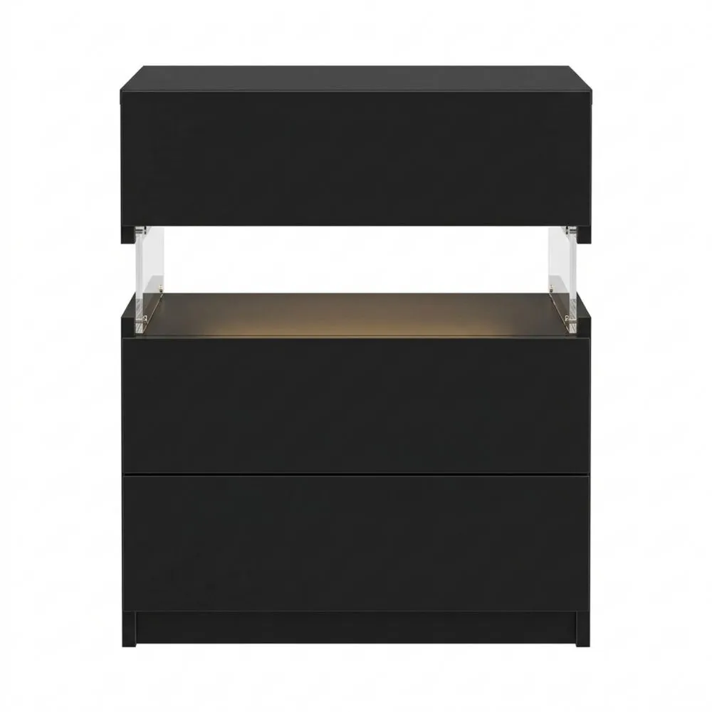 Nachttisch Set mit Schubladen und LED-Beleuchtung für Schlafzimmer