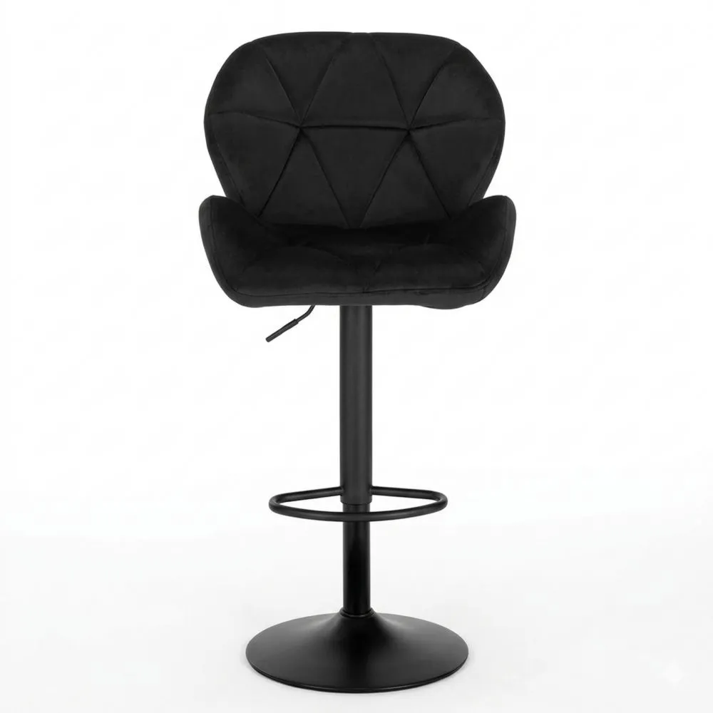 Höhenverstellbare Drehbare Samt Barhocker mit Rückenlehne, 2er Set