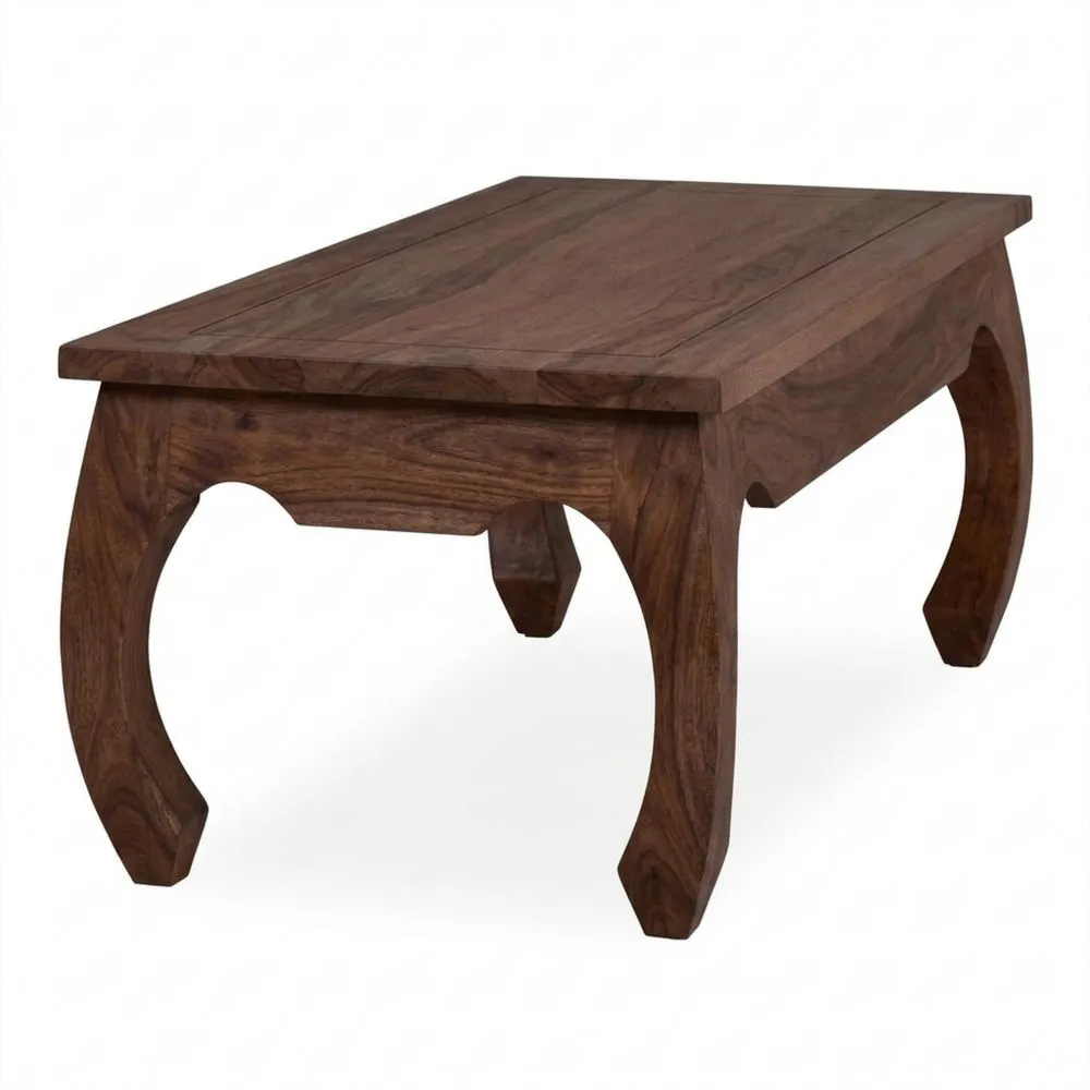 Massivholz Couchtisch Dunkelbraun 120x60 cm im Kolonialstil