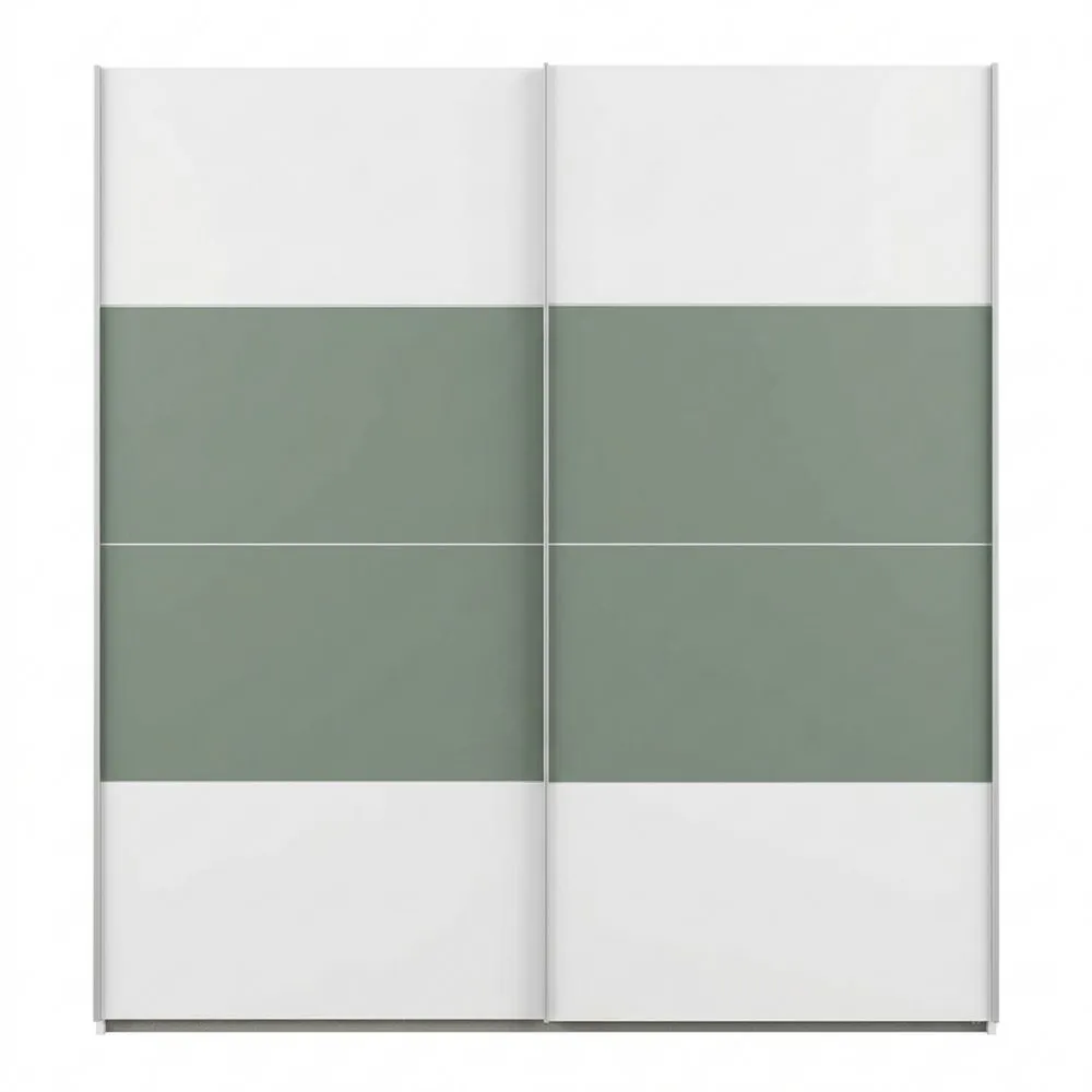 Moderner 2-türiger Schwebetürenschrank in Grau und Salbei, 170 cm