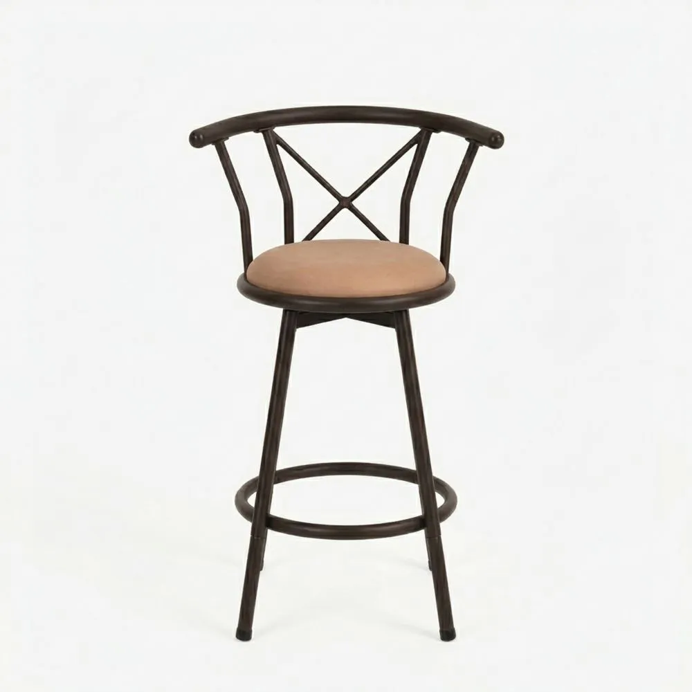 Industrielle Barhocker im Set mit Rückenlehne und Kissen