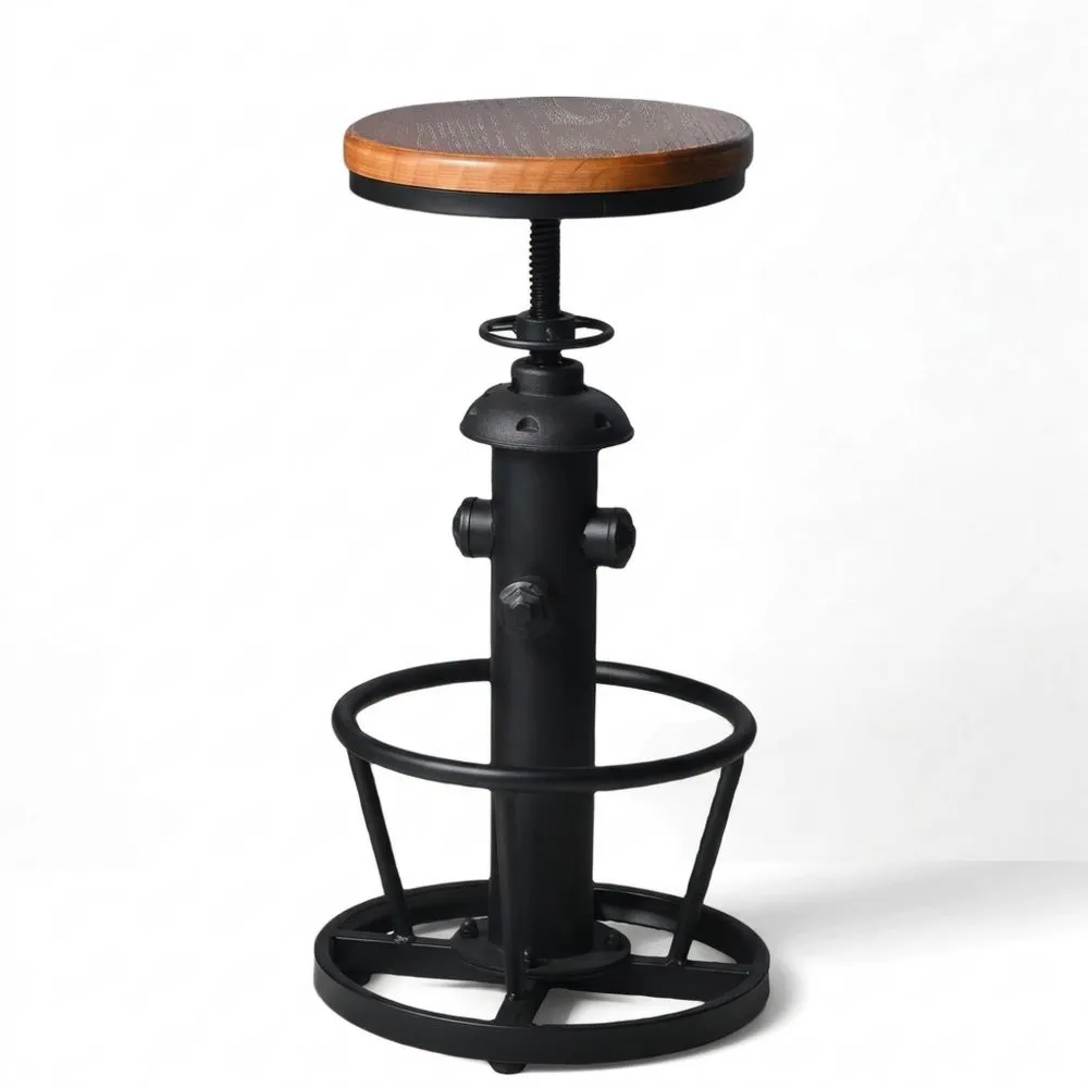 Höhenverstellbare drehbare Barhocker mit Holzsitz