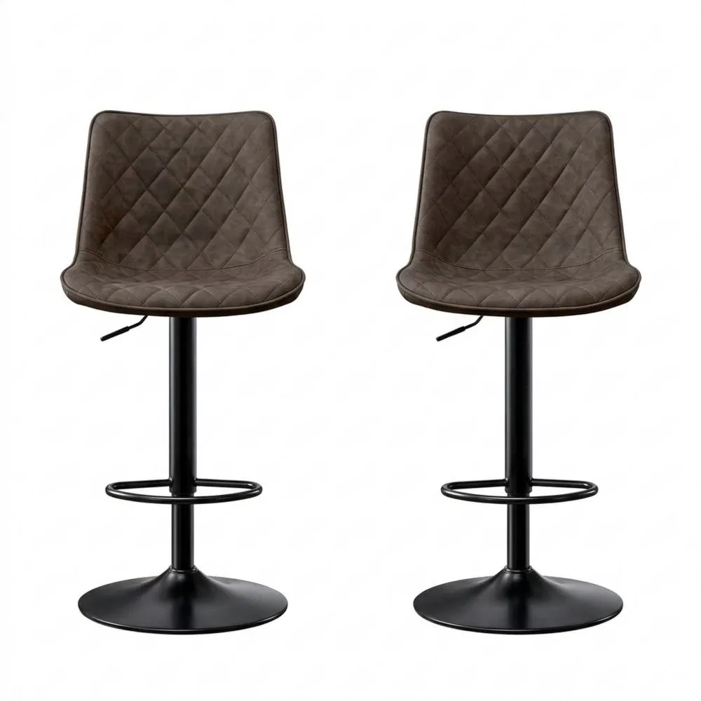 Höhenverstellbare Barhocker mit Mikrofaser-Leder und Rückenlehne