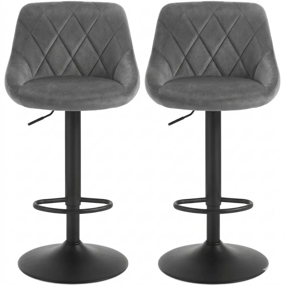 Höhenverstellbarer Barhocker, drehbar und gepolstert, mit rutschfestem Metallfuß, für Küche oder Hausbar, Dunkelgrau