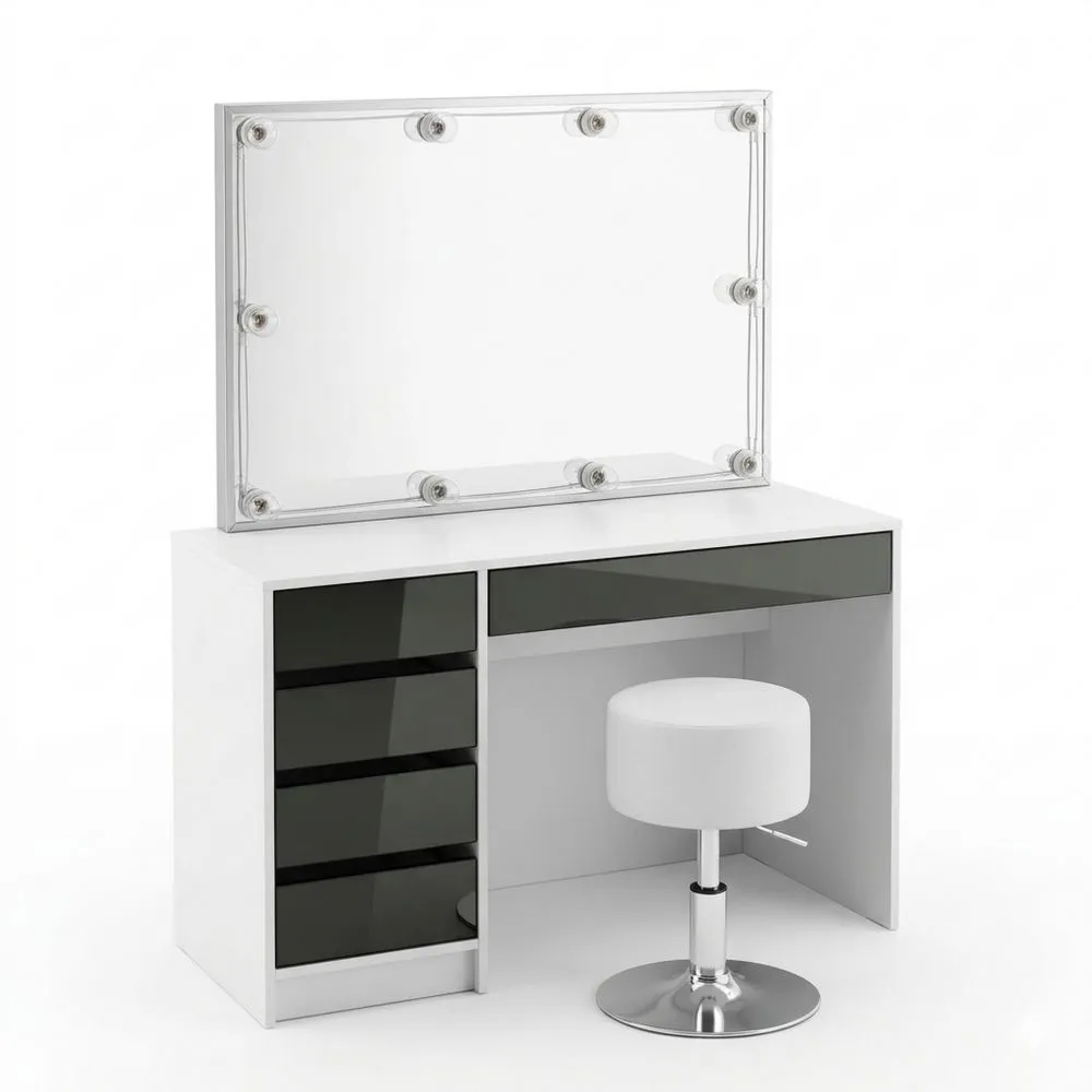 Moderner Schminktisch mit LED-Beleuchtung und Hocker für täglichen Komfort