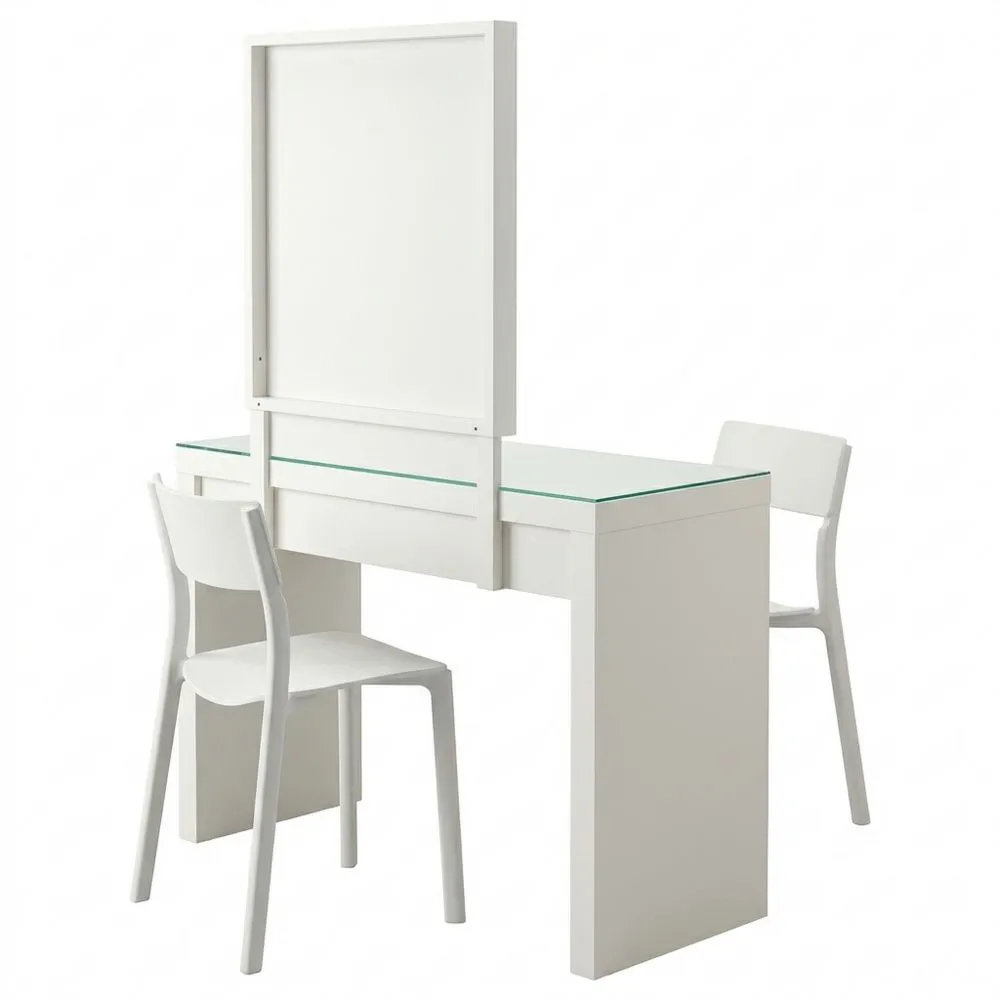 Moderner Schminktisch mit Glasplatte in Weiß 120 x 41 x 78 cm