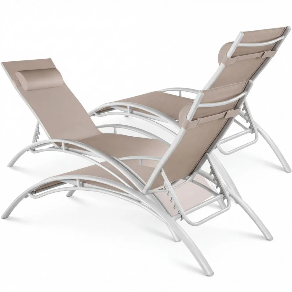 Verstellbare Sonnenliegen für Außenbereich, wetterbeständig, inkl. Kopfpolster