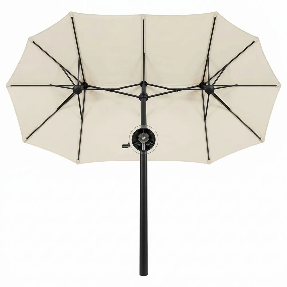 Großer Terrassenschirm mit Handkurbel, Sonnenschutz für Garten, 150 x 300 cm, Beige