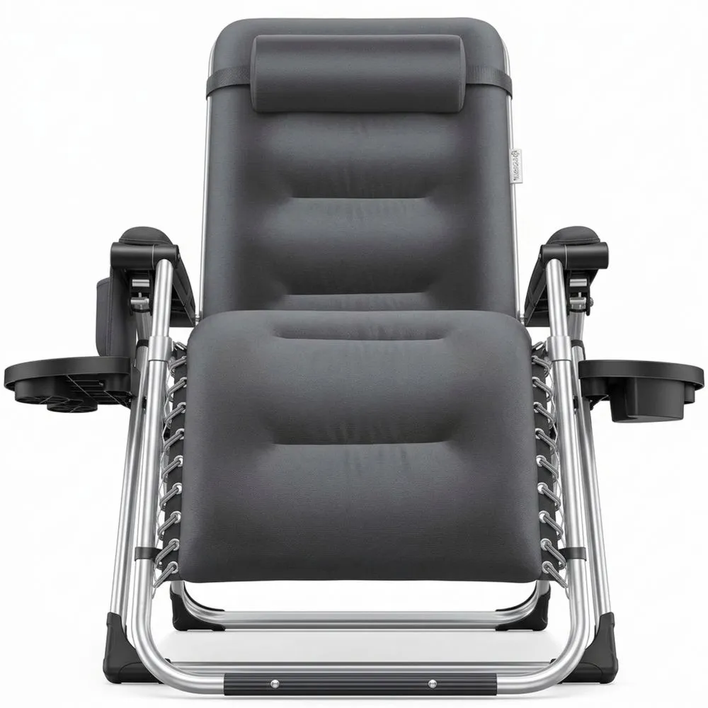 Ergonomische Gartenliege mit verstellbarer Rückenlehne und Seitentasche, wetterfest und belastbar bis 200kg