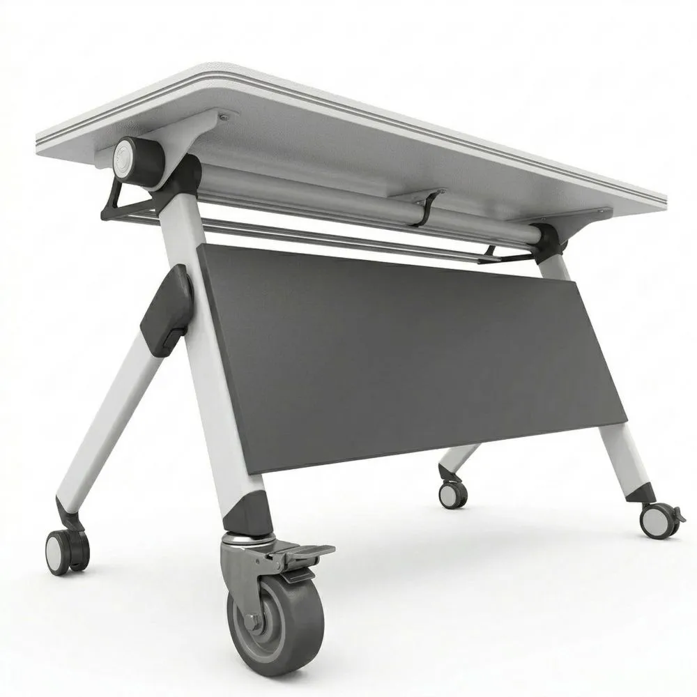 Klappbarer Konferenztisch mit Rollen, rechteckig, Grau, 140 x 55 x 75 cm