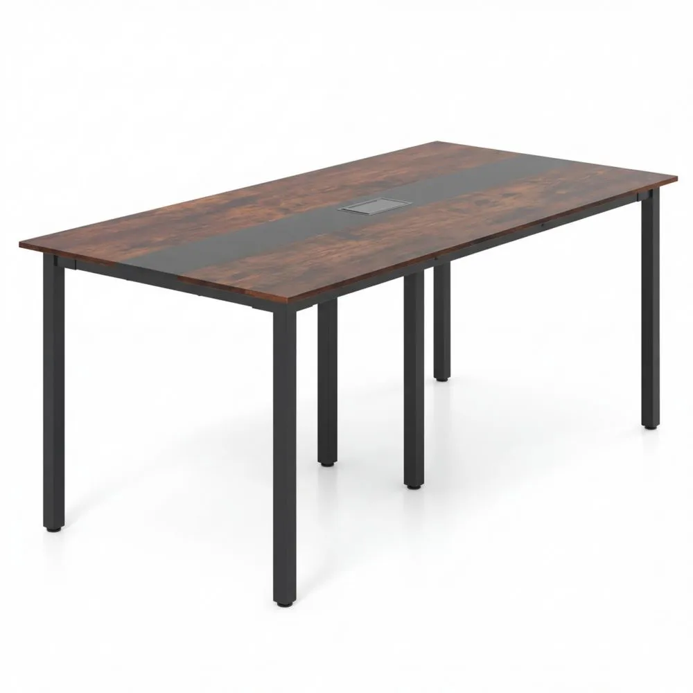 Rechteckiger Tisch 180x90cm für 8-10 Personen mit Kabeldurchführung