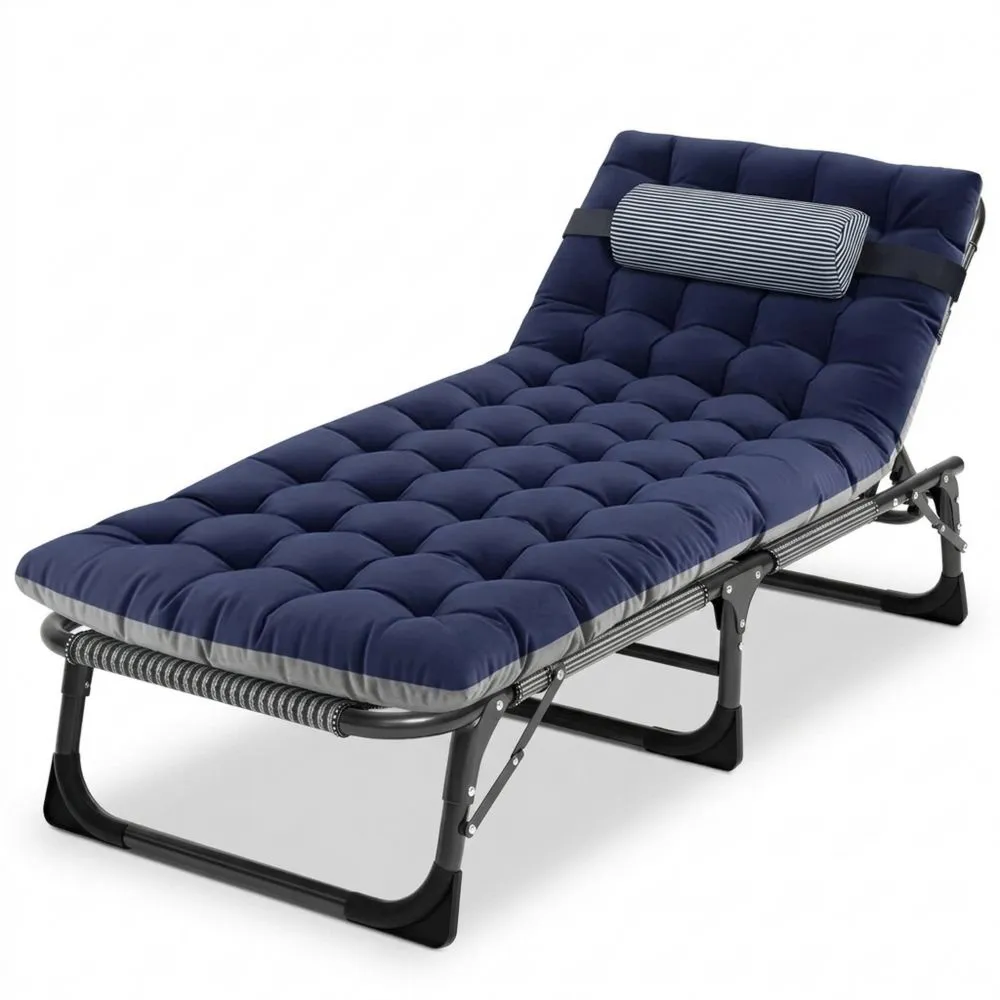 Verstellbare Gartenliege mit Matratze und Kopfstütze, bis 200kg belastbar, ideal für Balkon und Camping