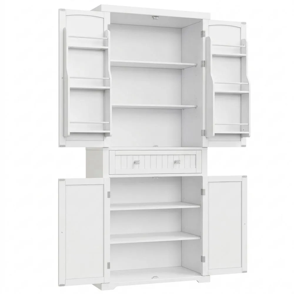 Vielseitiger Küchenschrank mit Vitrinentüren und Schubladen