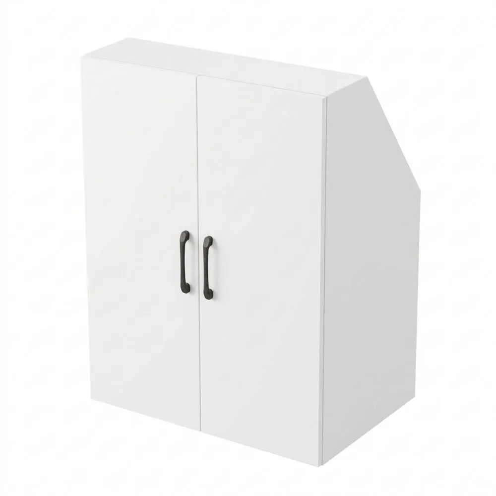 Weißes Dachschrägenregal mit 2 Türen, 4 Ebenen, für Schlafzimmer oder Büro