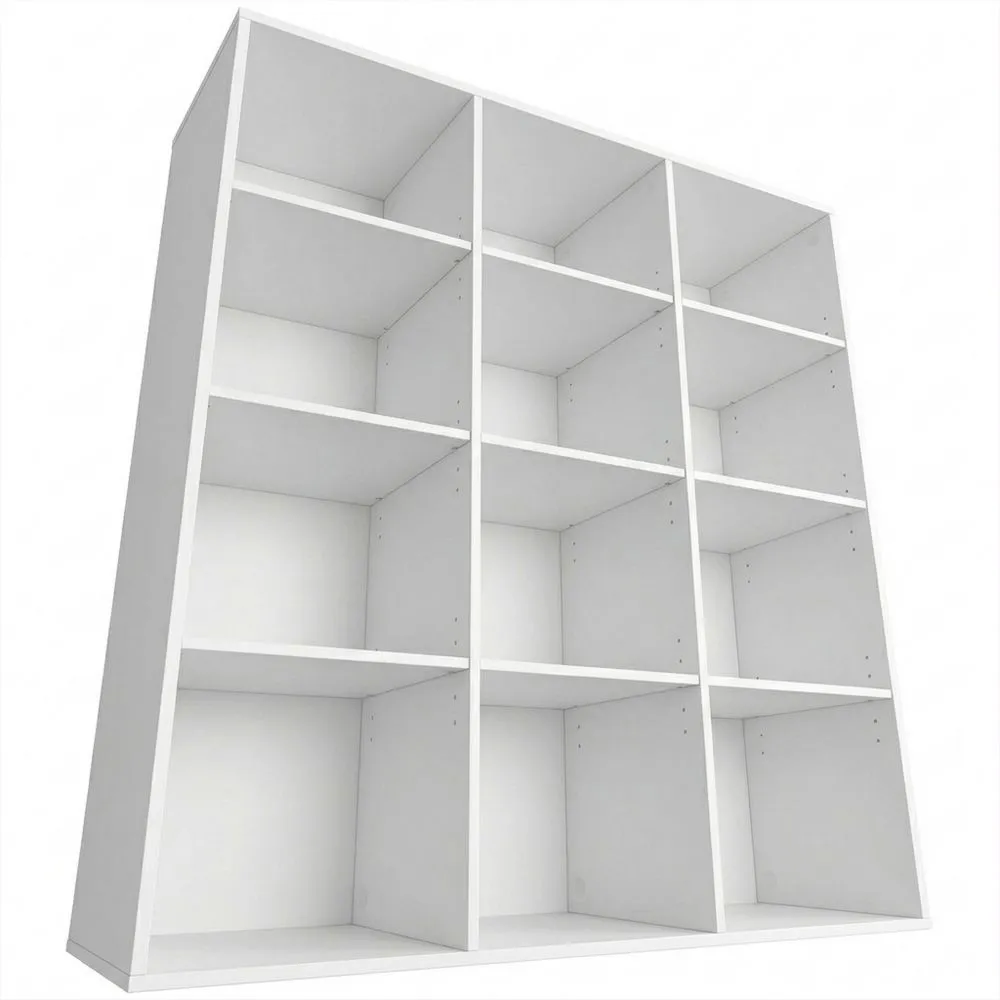 Bücherregal mit 9 Fächern, multifunktional für Wohnzimmer, Schlafzimmer und Büro, in Weiß