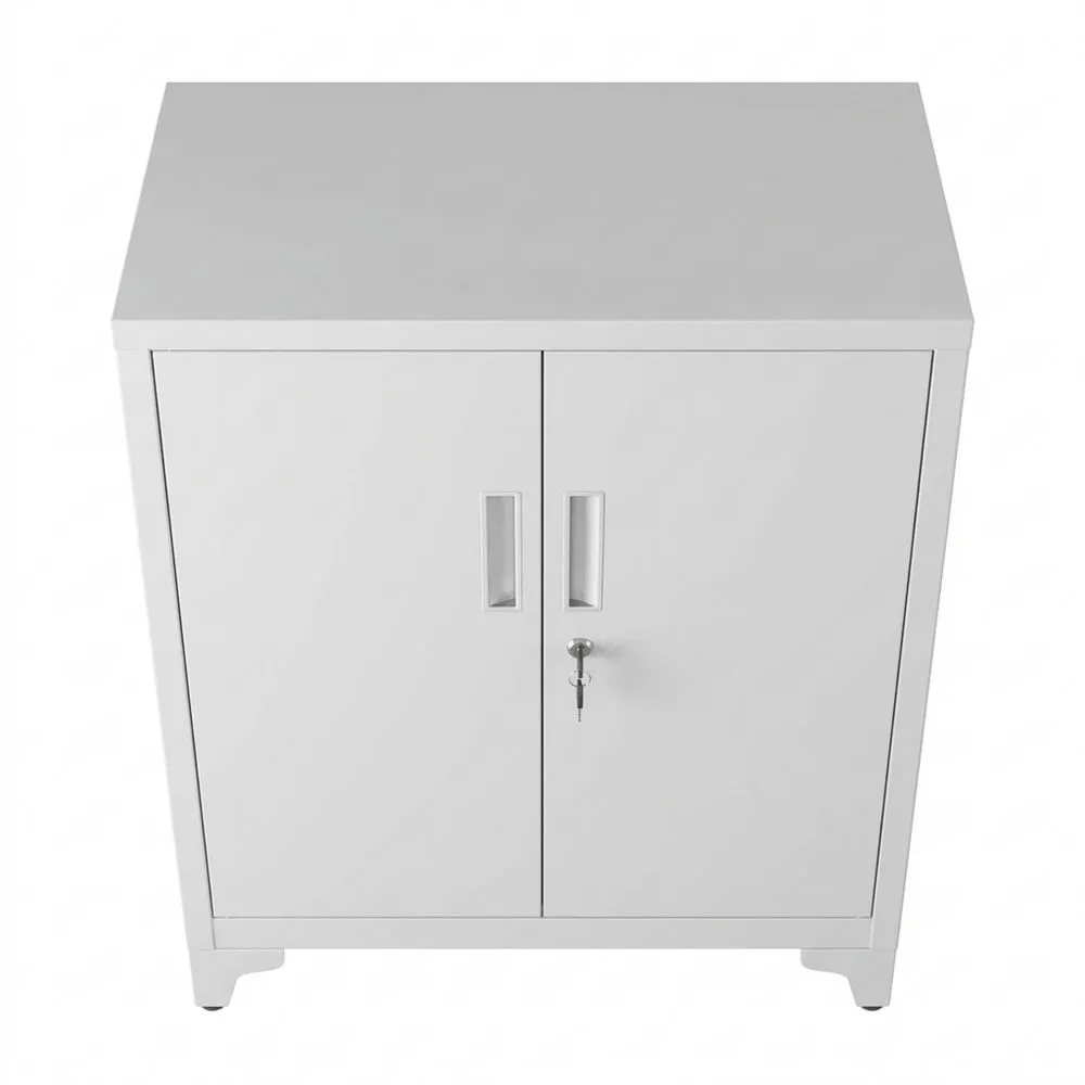 Stahl Mehrzweckschrank mit abschließbaren Türen, geeignet für Büro und Wohnzimmer, mattgrau