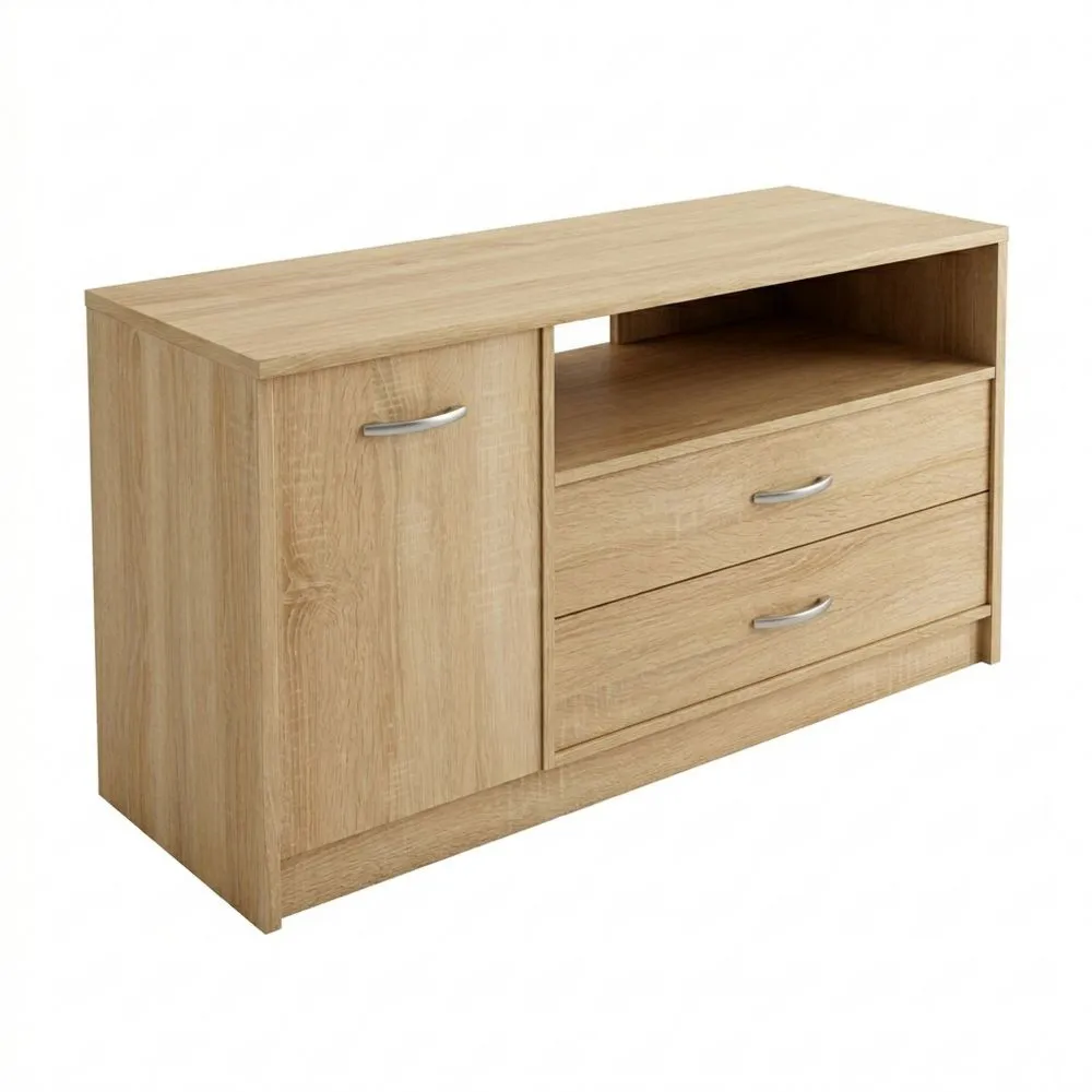 Moderner Fernsehtisch mit Stauraum und abgerundeten Kanten