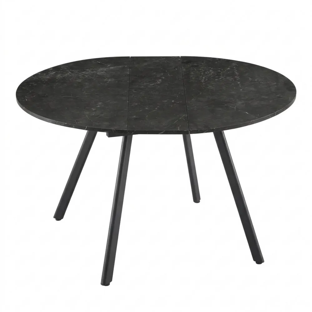 Ausziehbarer runder Esstisch mit Marmoroptik und Butterfly-Einlage für 4-6 Personen