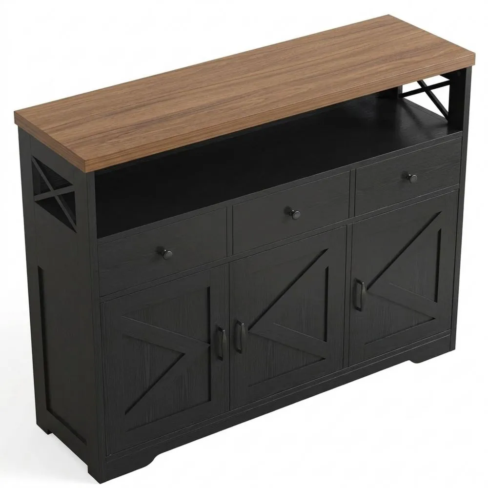 Küchenschrank mit integrierter Steckdose und USB, Schubladen und Türen, vielseitiges Aufbewahrungsbuffet