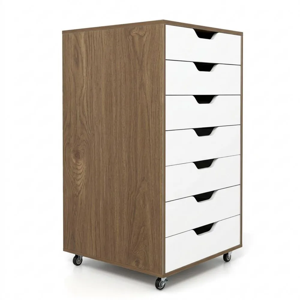 Büro-Rollcontainer mit Schubladen und Regalen