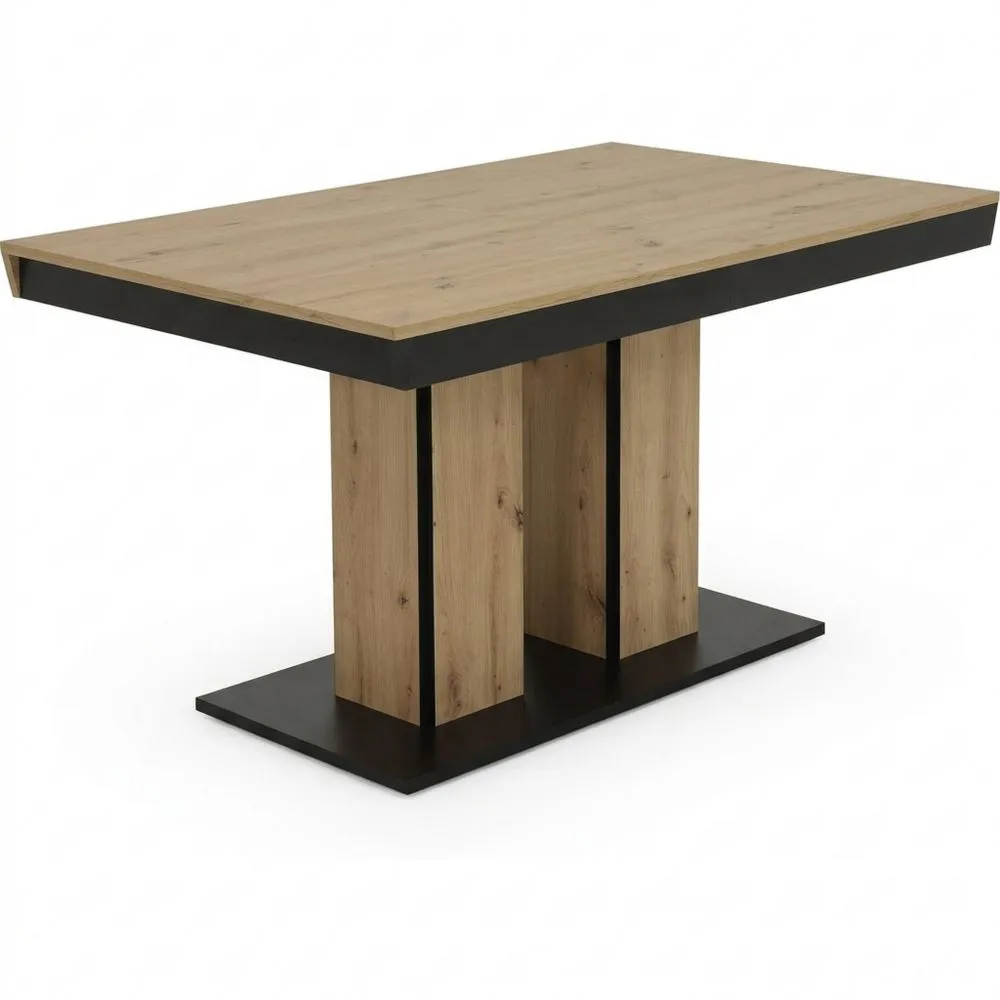 Esstisch aus Holzwerkstoff mit Synchronauszug, Eiche Dekor, 140-220x90x76cm