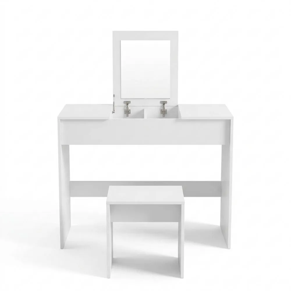 Multifunktionaler Schminktisch mit Spiegel und Hocker, Kosmetiktisch für Schlafzimmer