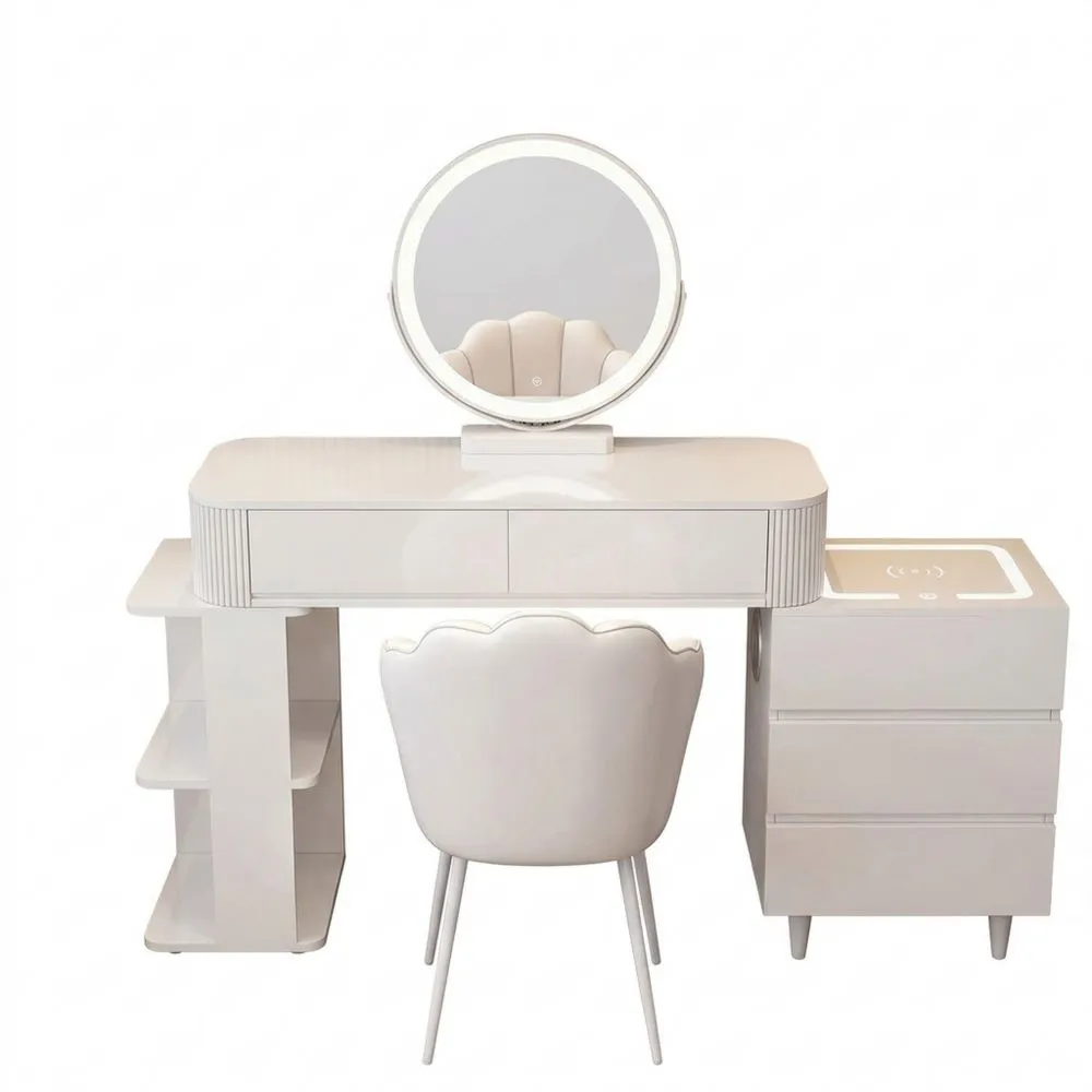 Moderner Schminktisch mit LED-Spiegel und Stauraum