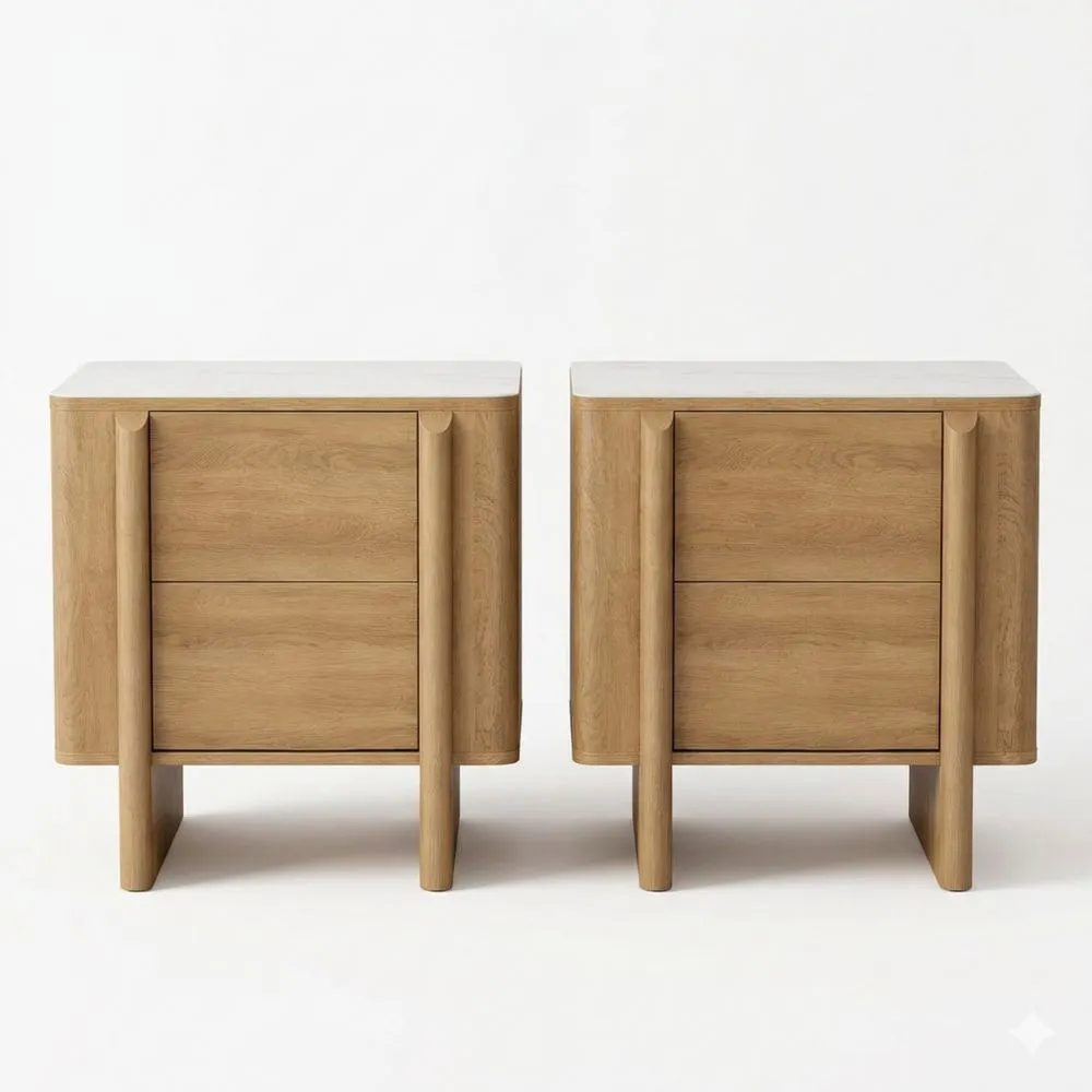 Kleiner Eichenoptik Nachttisch mit Schubladen für Schlafzimmer