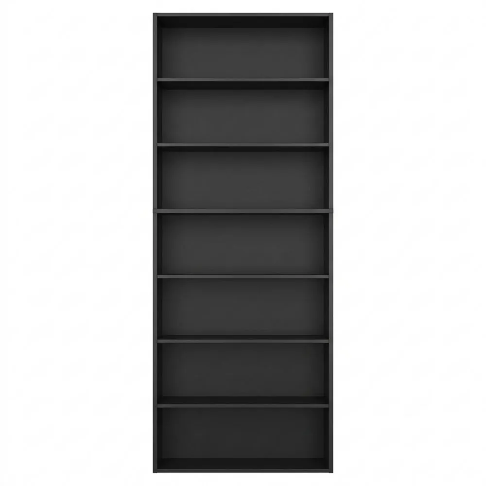 Hochwertiges Bücherregal mit 7 Fächern für Wohn- und Arbeitsbereich, schwarz
