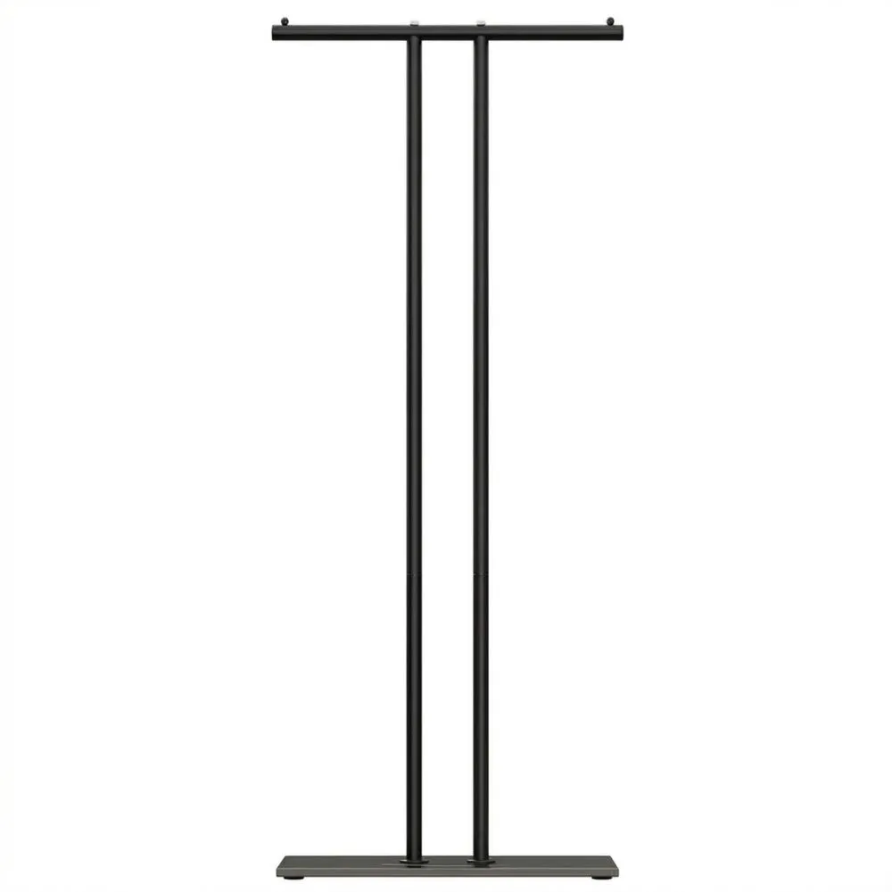 Freistehender T-förmiger Kleiderständer mit Metallbasis in Schwarz, 60 cm