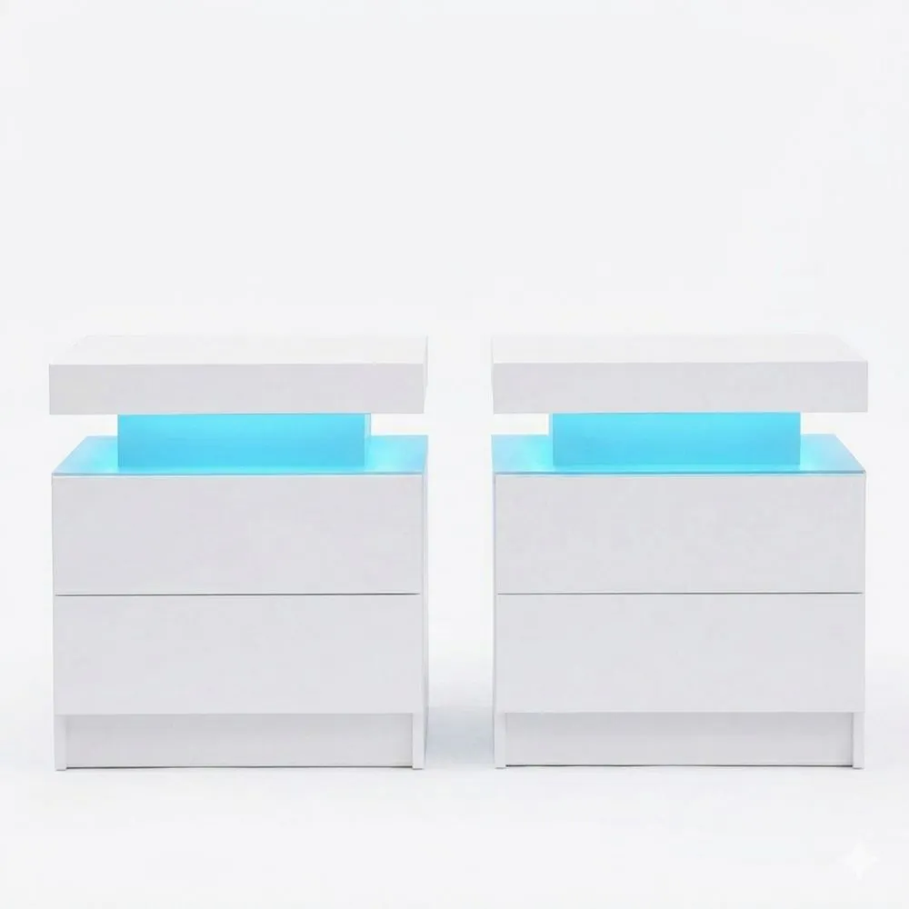 Moderner Nachttisch mit LED und Schubladen für Wohn- und Schlafzimmer