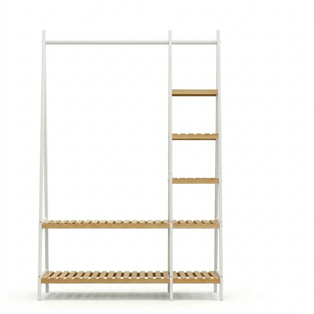 Moderner Kleiderständer mit Schuhablage und offenen Regalen für Schlafzimmer