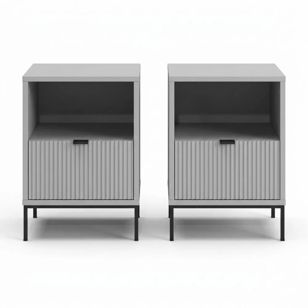 Moderner Nachttisch im 2er Set, Grau