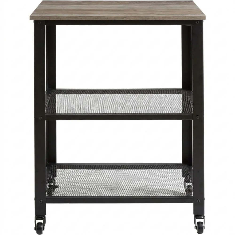 Mobiler Küchenwagen mit 3 Ebenen im Industriestil für Küche und Wohnzimmer, 60x40x81cm