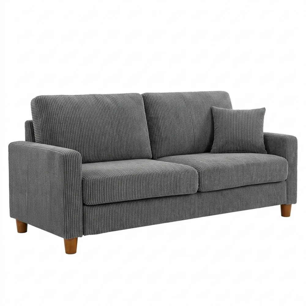 Bequemes 3-Sitzer Sofa, Extra Tiefe Sitze, Werkzeugfreie Montage, Modernes Design, Grau