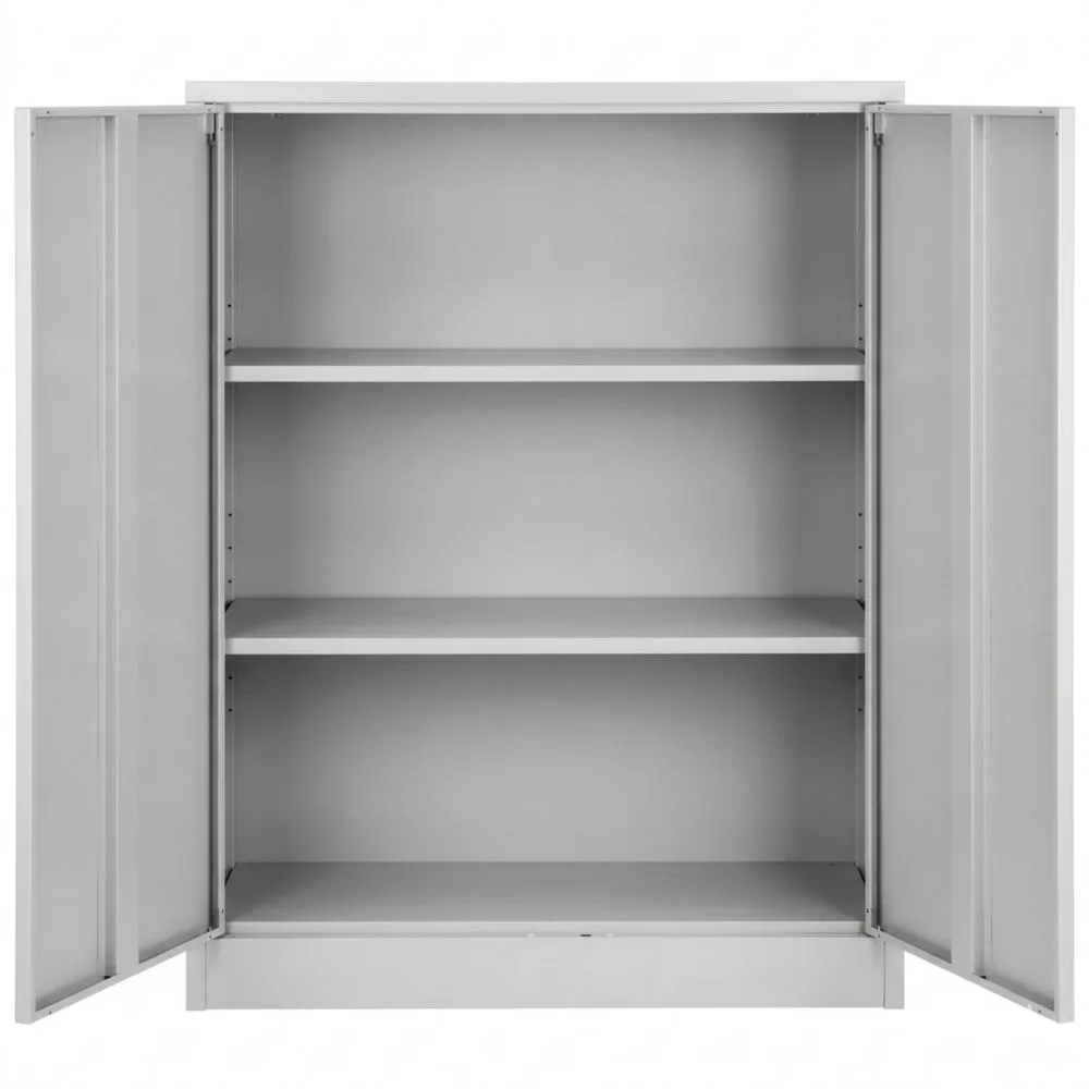 Abschließbarer Metallschrank mit verstellbaren Einlegeböden, Stahl, Grau, 90 x 40 x 90 cm