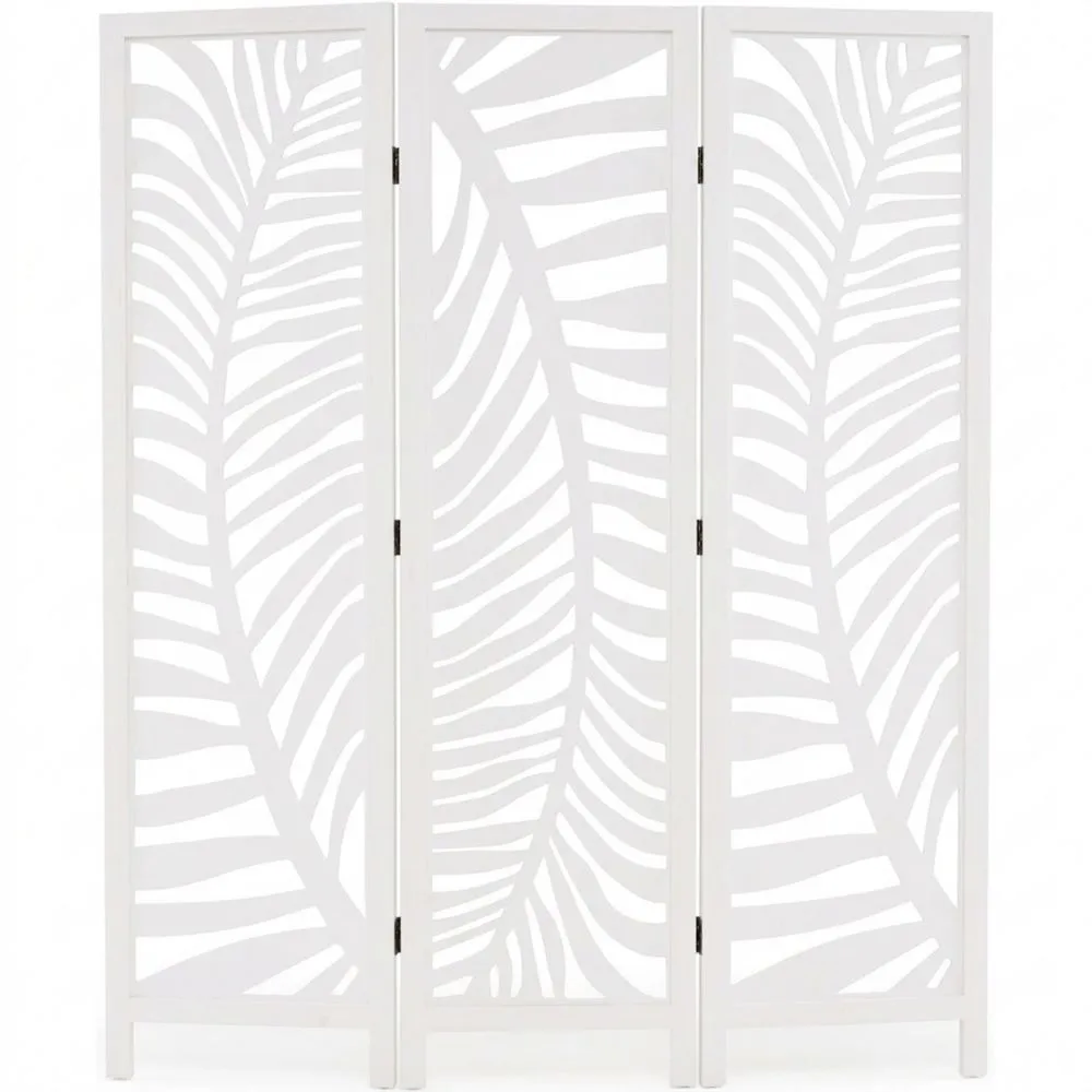 Faltbarer Raumteiler aus Holz, 3-teilig, Sichtschutz für Innen, 170x121 cm, Weiß