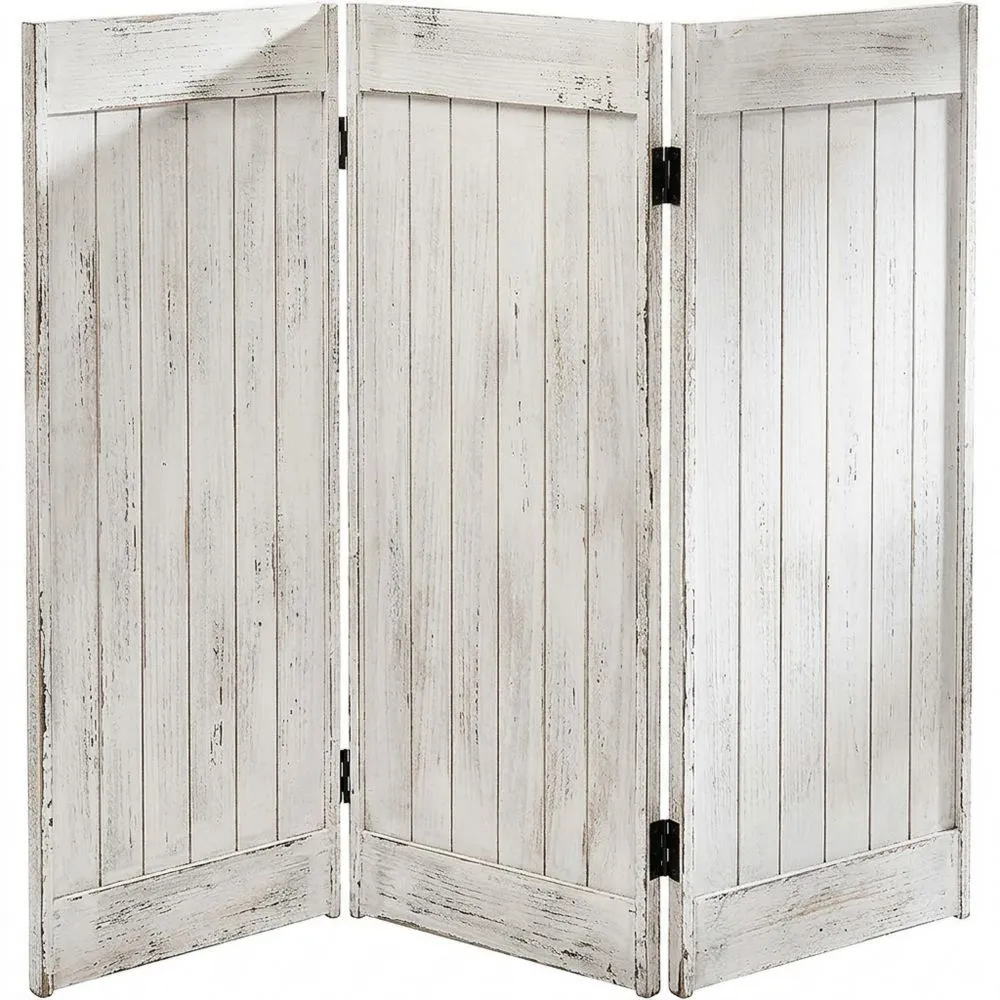 Vielseitiger Paravent in Weiß, 90x81 cm, im Vintage Look