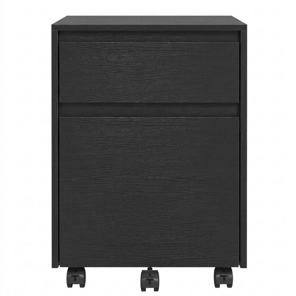 Mobiler Aktenschrank mit Schubladen und Rollen, für Homeoffice, Schwarz