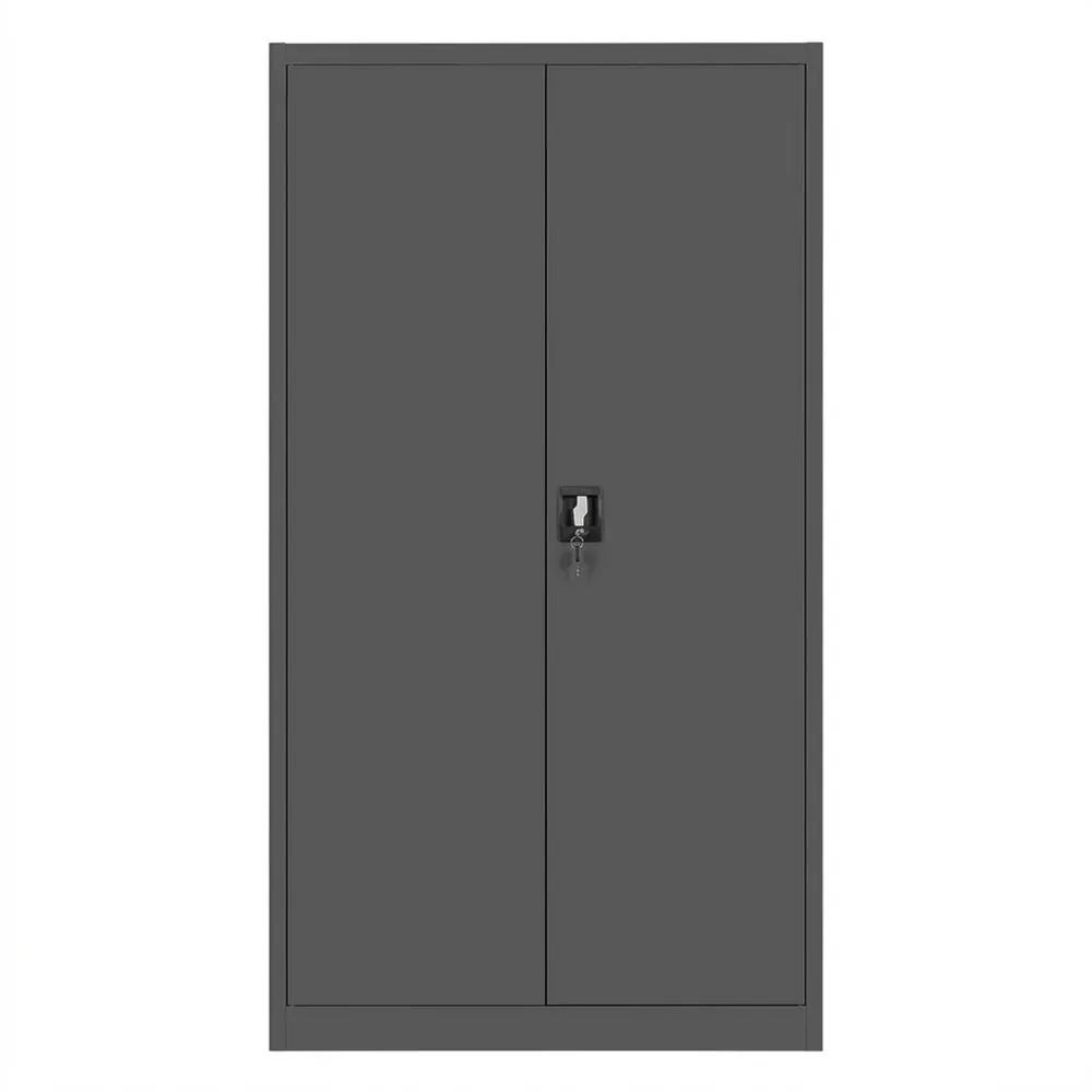 Hochschrank aus Metall mit 2 Türen, abschließbar, 5 Ebenen, anthrazit