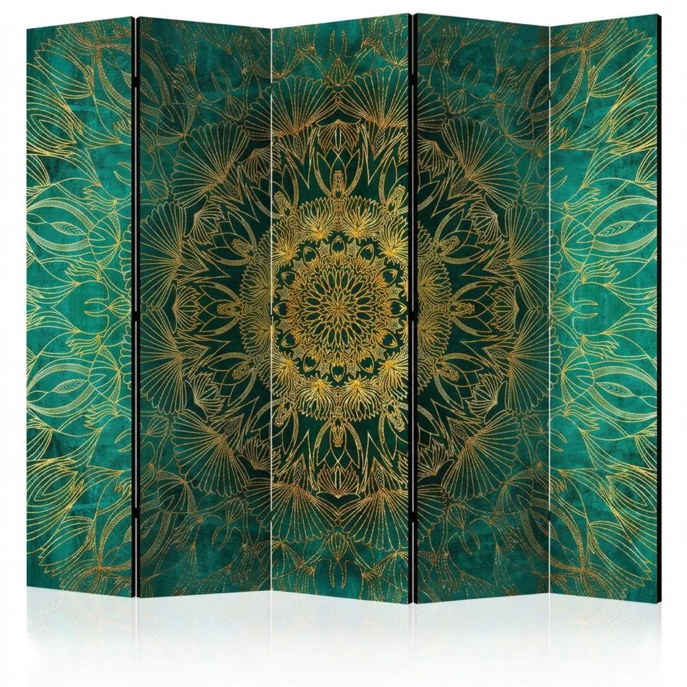 5-teiliger Mandala Raumteiler aus Holz, 225x172 cm, Orientalischer Stil