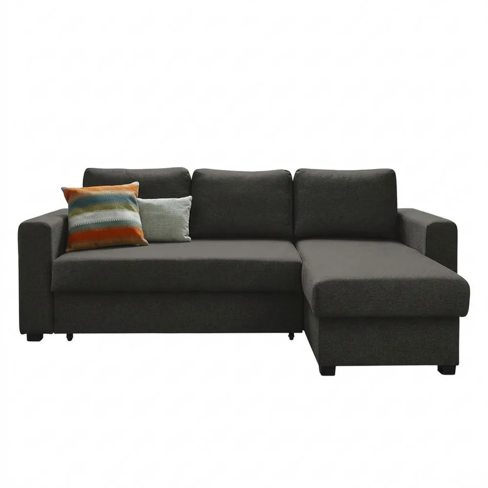 L-förmiges Schlafsofa mit Bettkasten, Polyester, Anthrazit