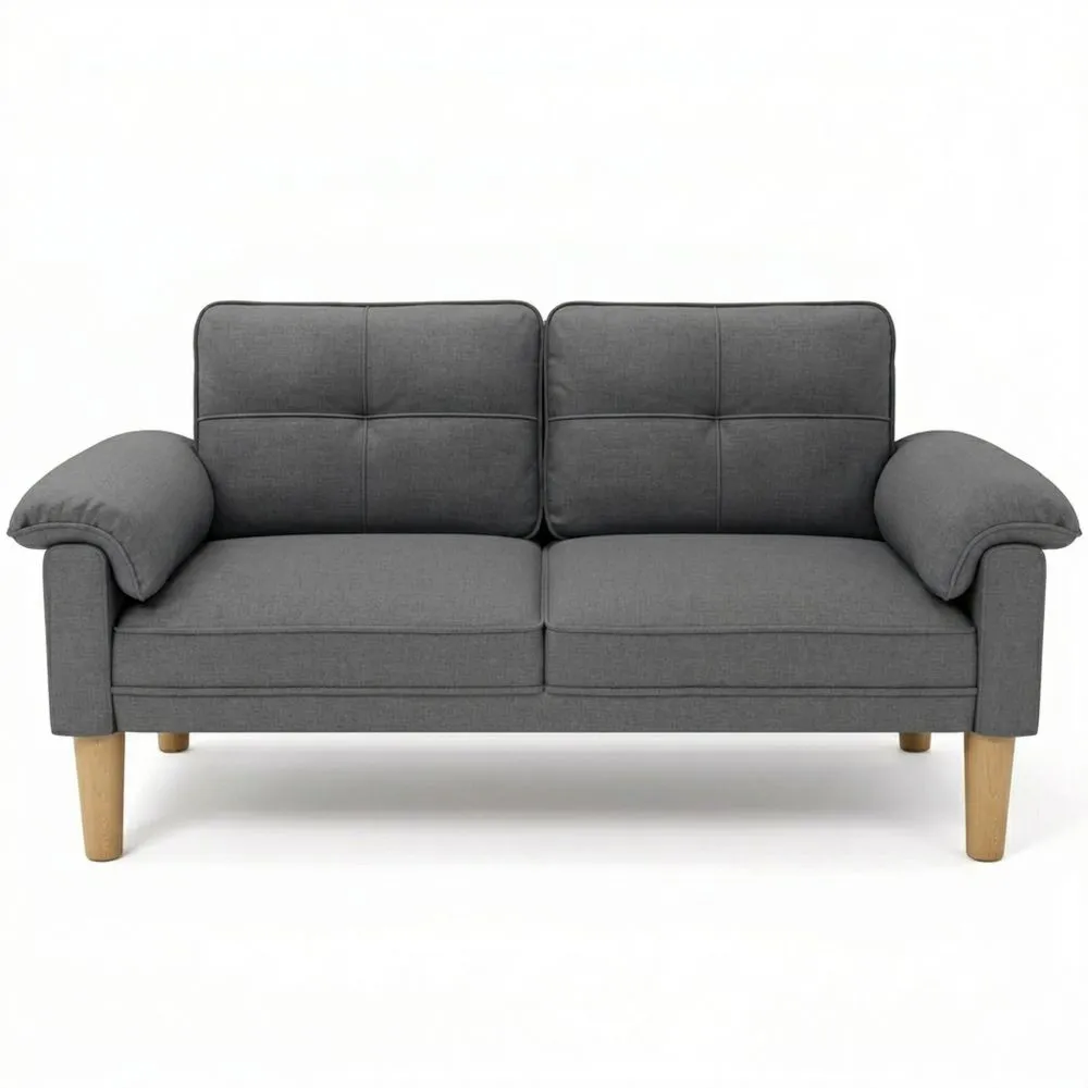 Zweisitziges Sofa mit Armlehne und Seitentasche, modernes Design, einfache Montage, 144 x 77 x 77 cm, dunkelgrau