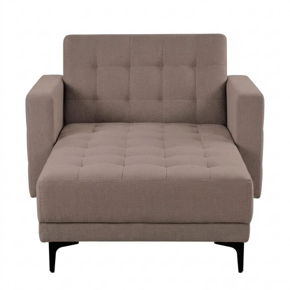 Chaiselongue Taupe mit Schlaffunktion und schwarzem Metallgestell
