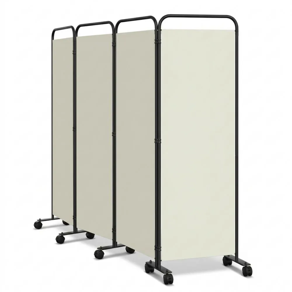 Verstellbarer Raumtrenner 4-teilig mit Rollen, 228x180cm, Sicht- und Windschutz für Innen- und Außenbereiche, Beige