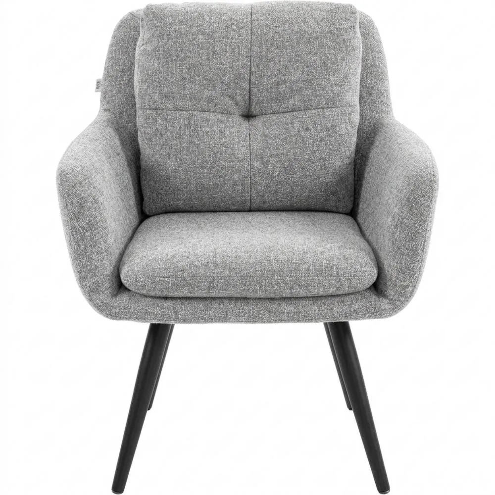 Moderner Relaxsessel mit Metallbeinen und Doppelschichtpolsterung in Leinenoptik, für Wohnzimmer oder Schlafzimmer, hellgrau