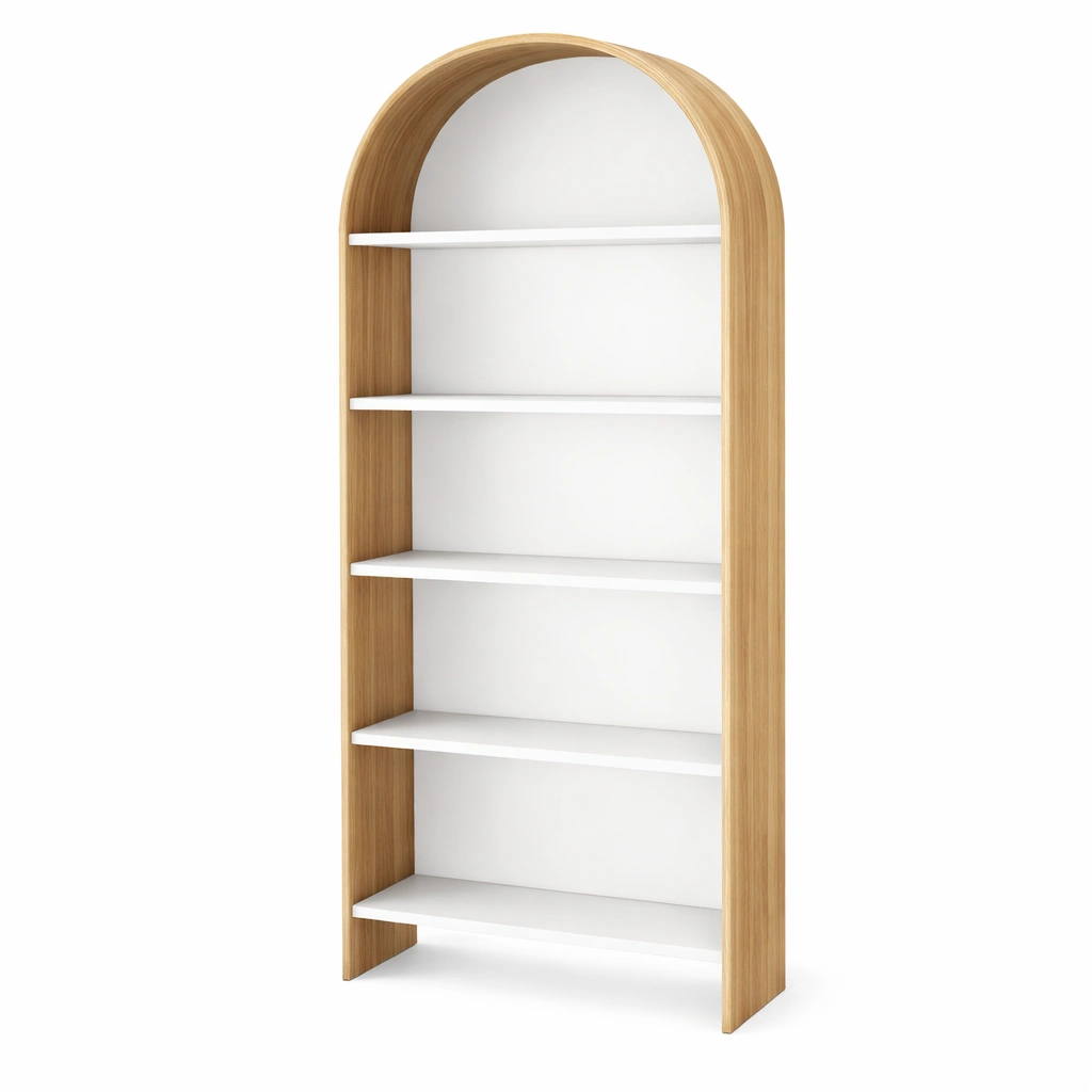 Regal Standregal Holz Weiss Natur Bogenform-Delvirox